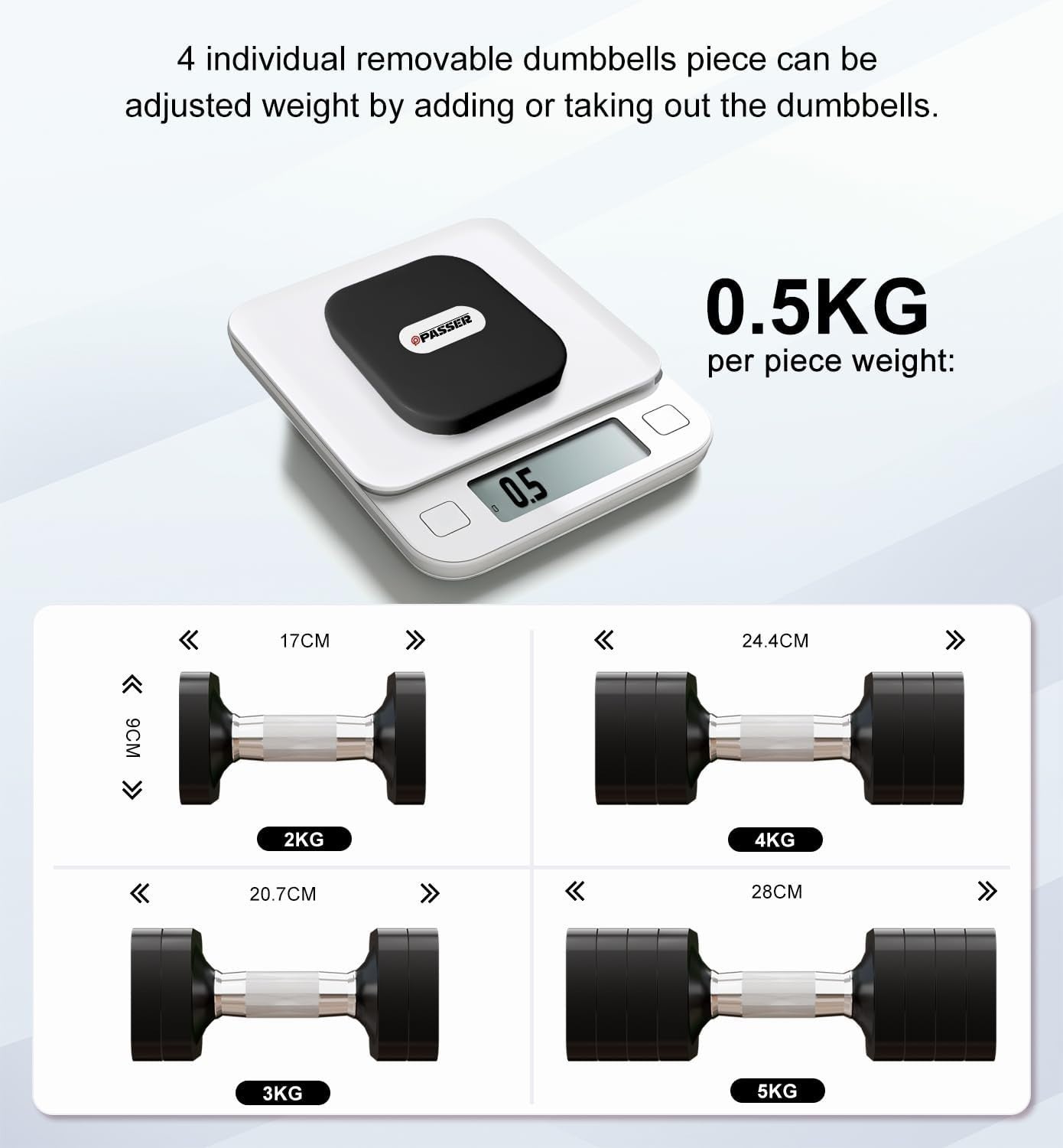 4-in-1 Adjustable Dumbbell Set Pair 2–10kg Square Non-Slip Home Gym Weights