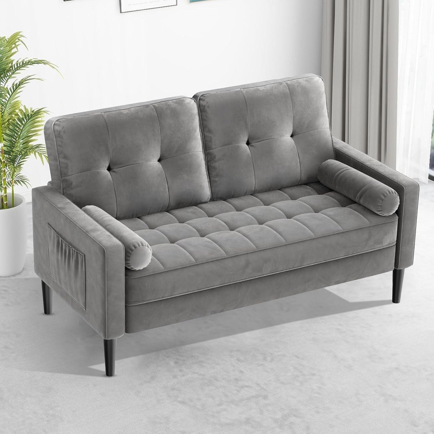 2 Seater Sofa Bed Light Grey| Comfy Small Couch for Lounge, Flat, Bedroom