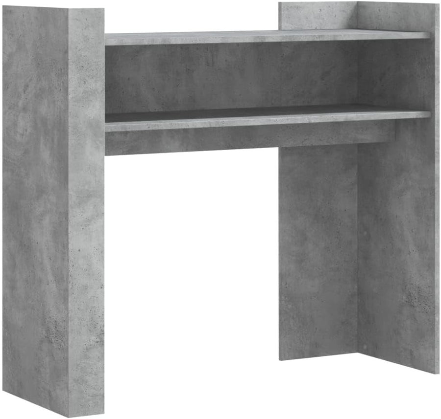 Concrete Grey Console Table with Shelves, 100x35x90cm, Modern Storage