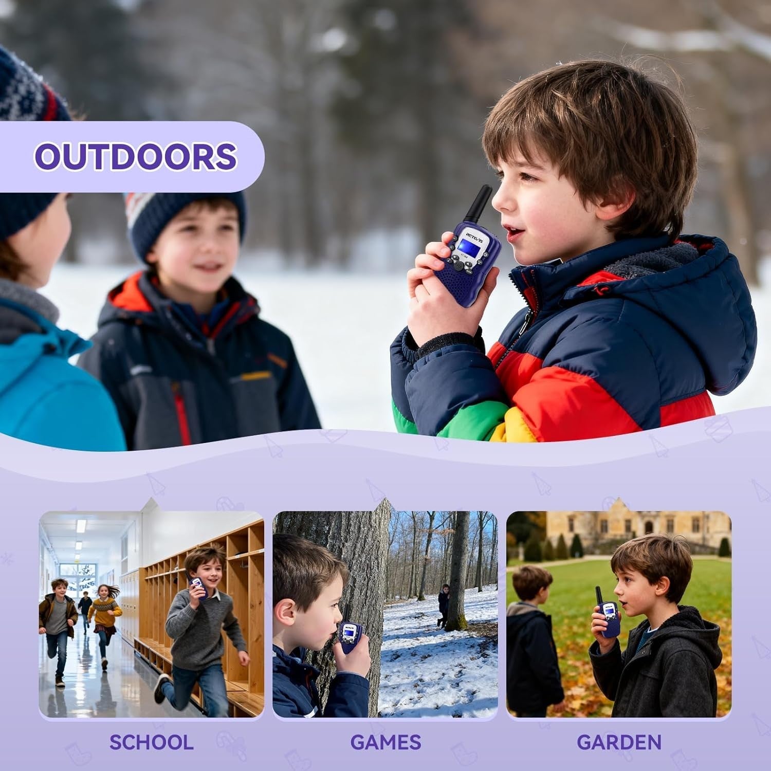 Kids Walkie Talkies VOX Flashlight 8 Channel Long Range Toy 1 Pair