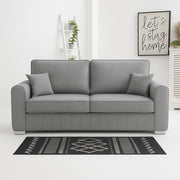 Silver Plush Velvet 3 Seater Sofa | Modern Channel Tufted | Metal Legs
