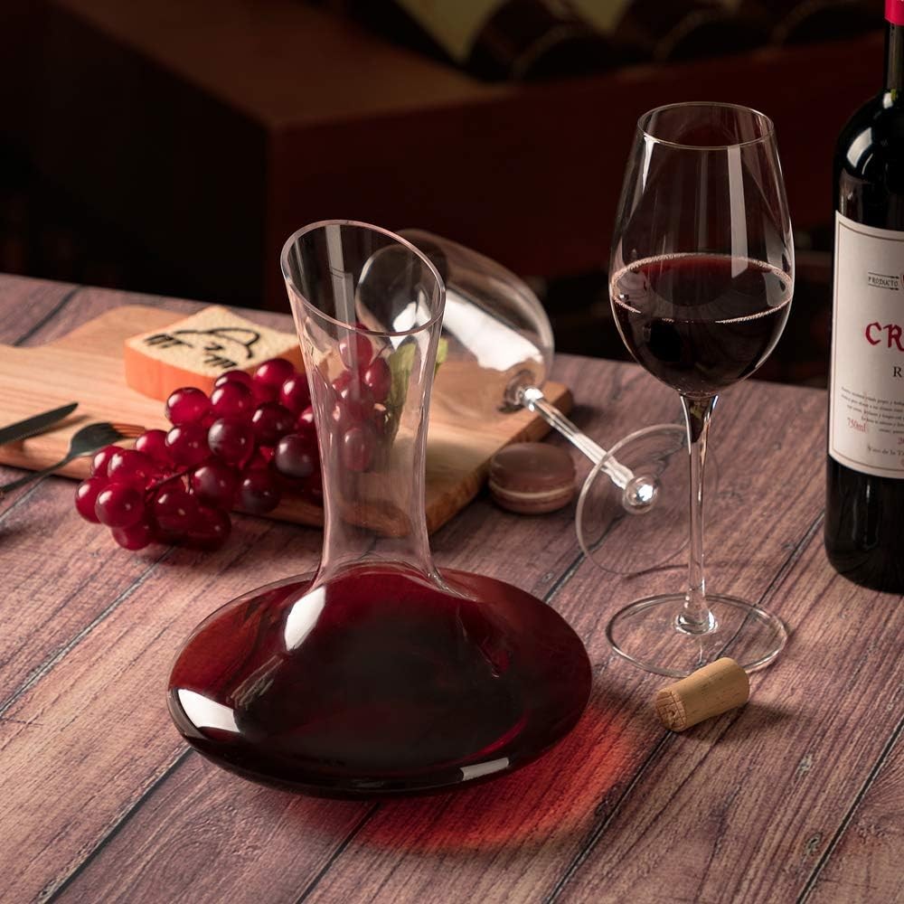 Crystal Wine Decanter Set 1200ml with Stand Stopper Brush Beads Gift Set