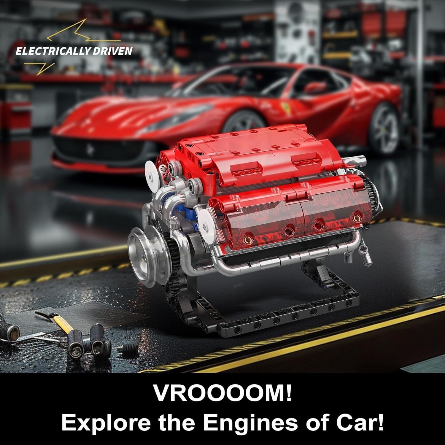 V8 Engine Model Kit Working Motor STEM Build Set Kids Teens Adults Gift