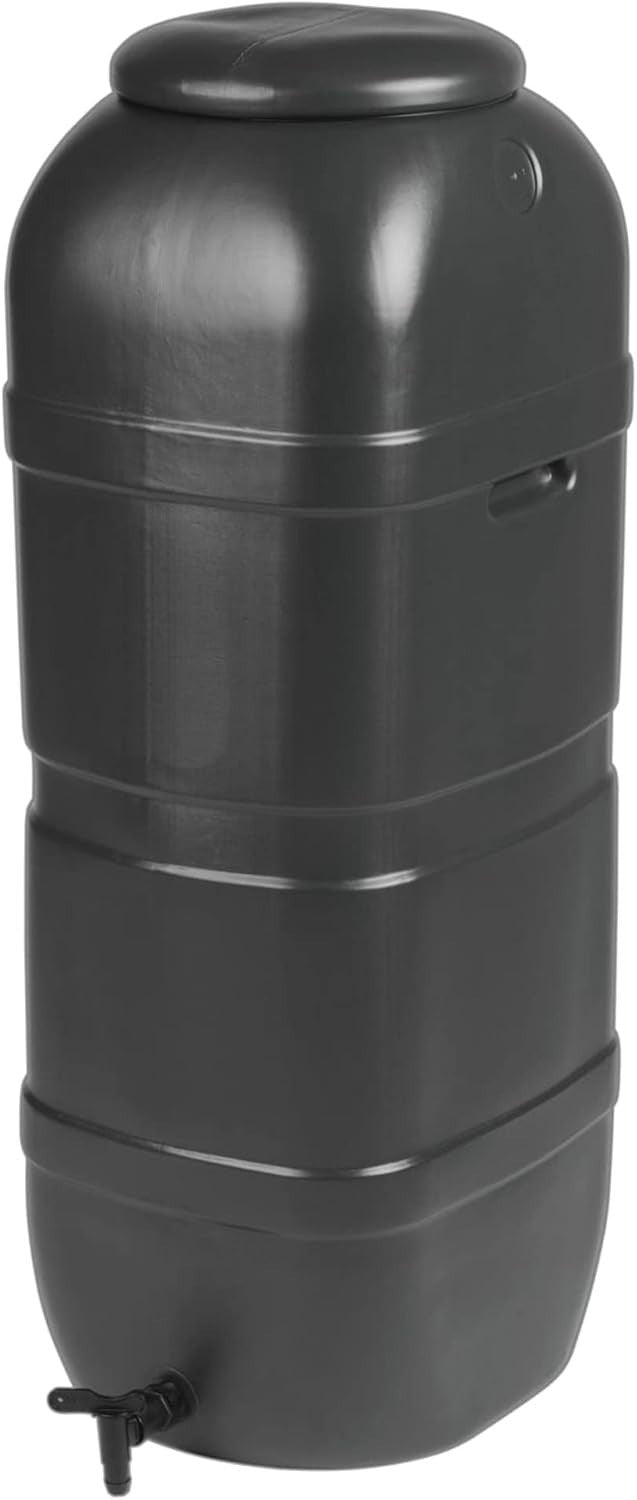 2x 100L Slim Line Rainwater Butts With Stands & Filler Kits Black