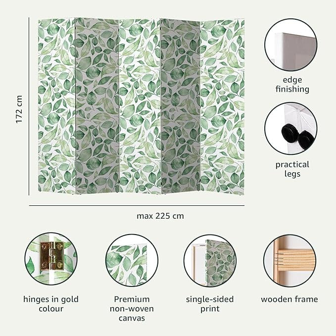 Abstract 5 Panel Room Divider Folding Screen 225x172cm Privacy Partition Decor