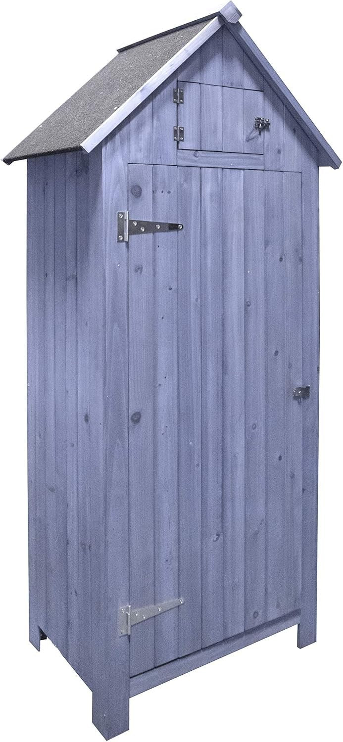 Outdoor Wooden Garden Tool Shed Waterproof Storage Cabinet with Shelves Lockable