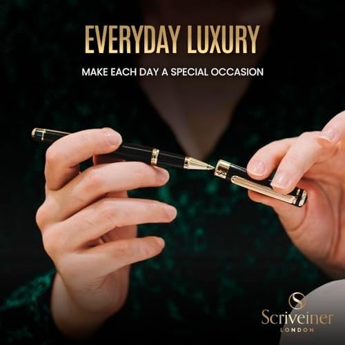 Personalised Luxury Black Rollerball Pen Gold Trim Medium Ink