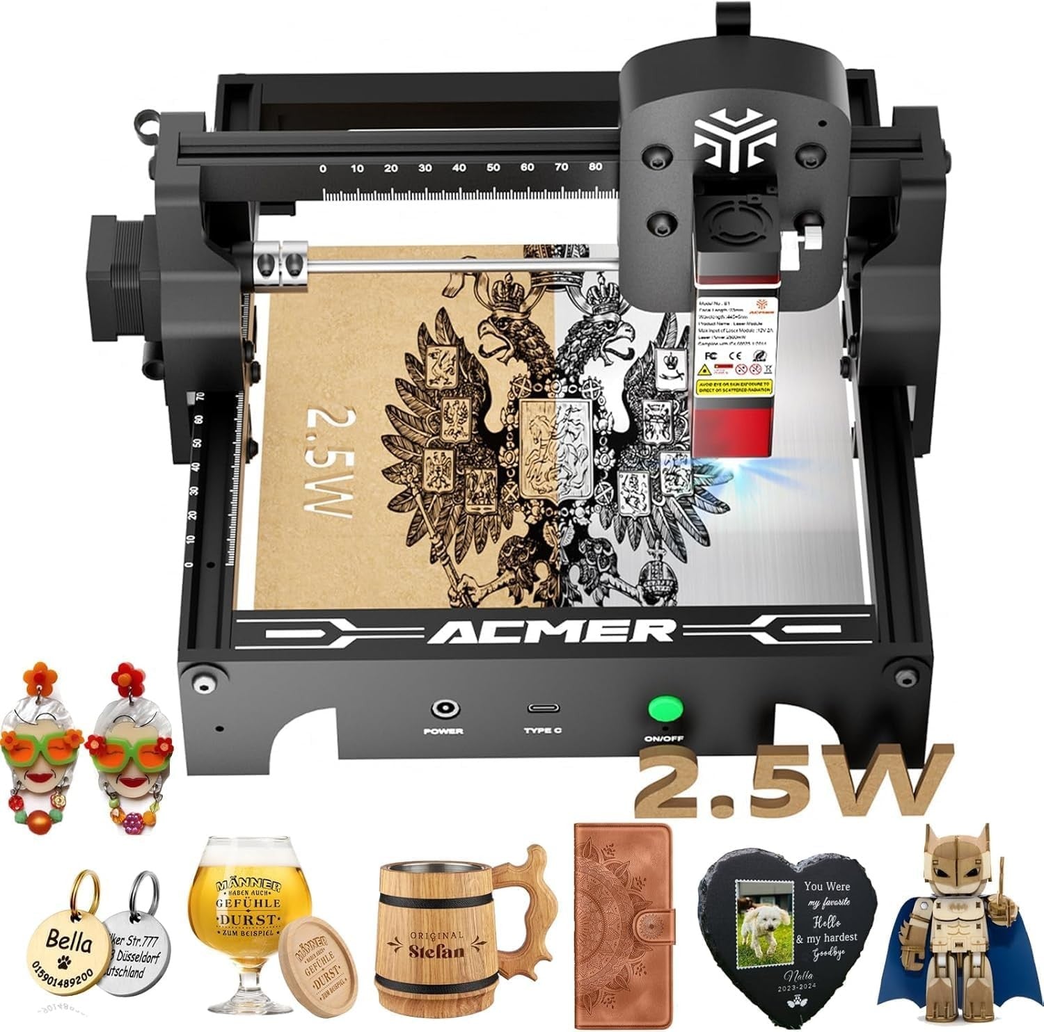 Laser Engraver Cutter 2500mW High Precision DIY Engraving Machine 130x130mm