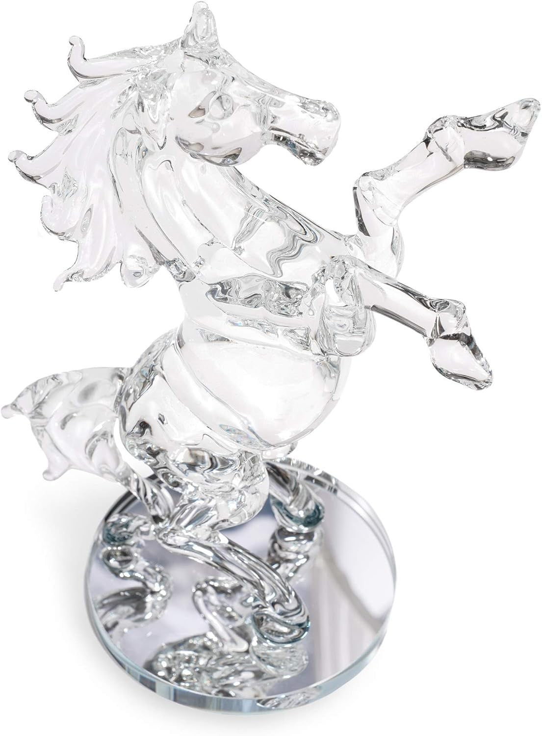 Crystal Horse Ornament Clear Glass Figurine Gift Elegant Decorative Statue 20cm