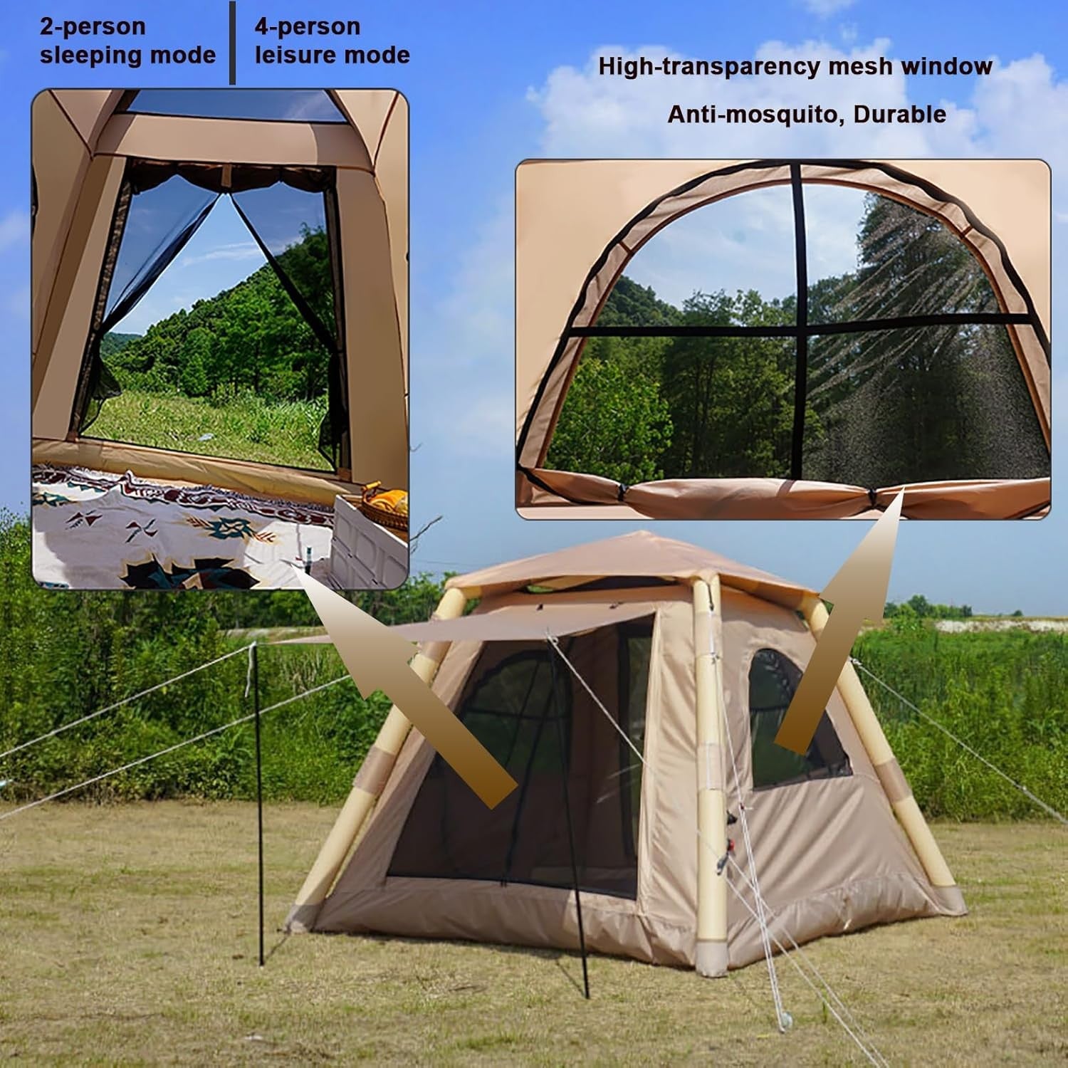 Inflatable Camping Tent 4-8 Person Air Beam Easy Setup 4 Season