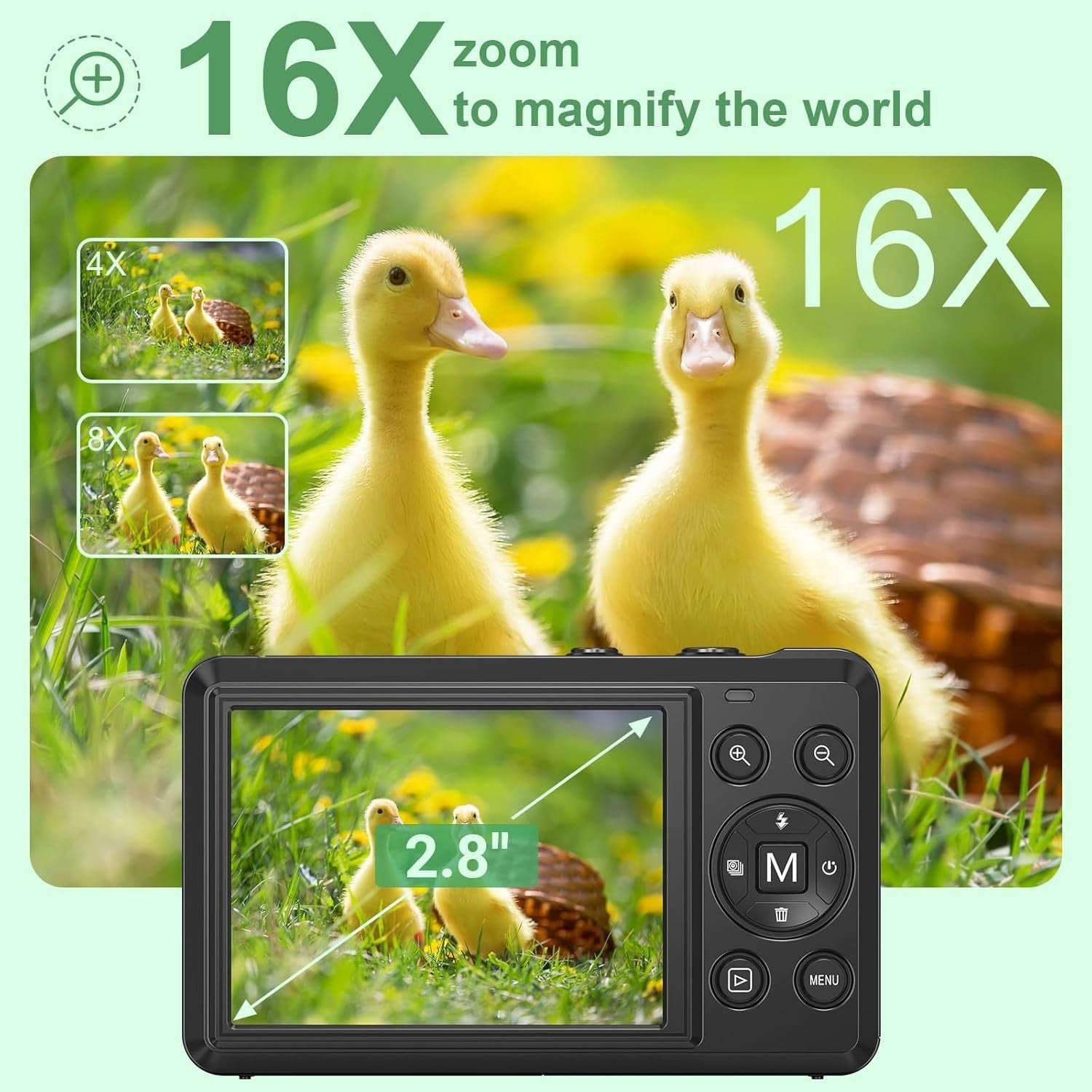 4K 64MP Digital Camera Autofocus Vlogging Camera w/ SD Card