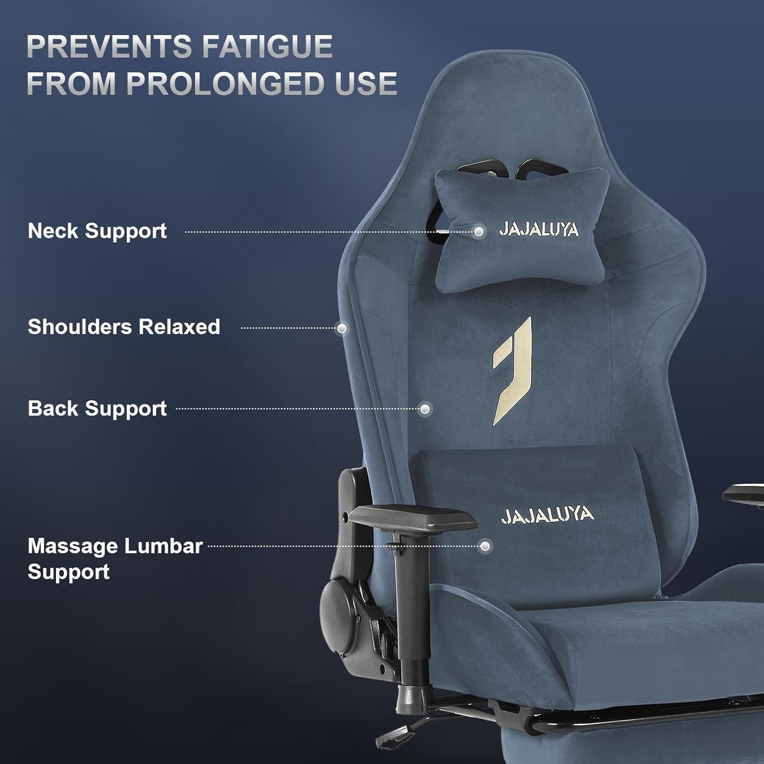 Oversized Gaming Chair with Footrest Massage Ergonomic Office Gray
