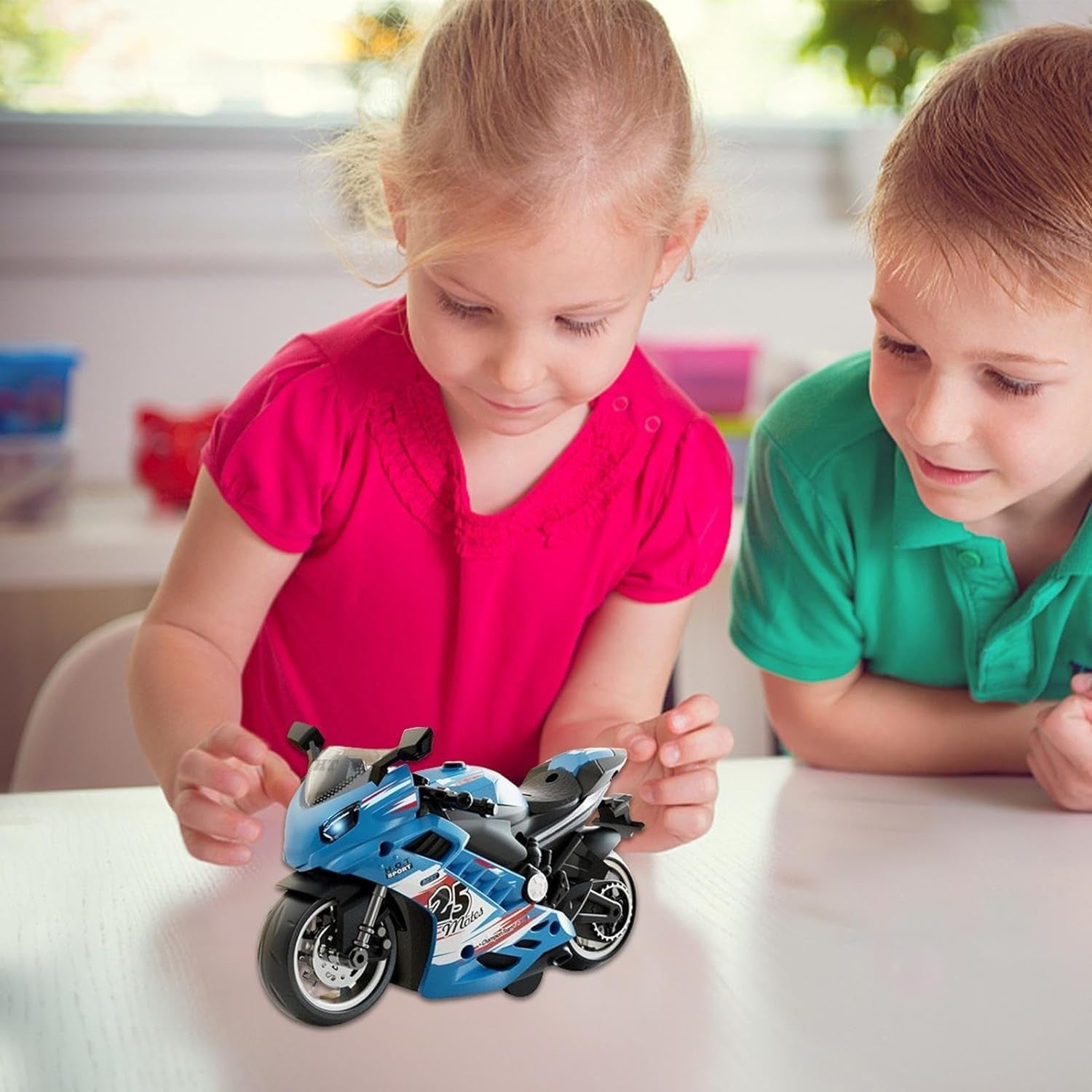 Electric Toy Motorcycle Kit Push & Go Bike Set w/ Lights Sounds Kids Build