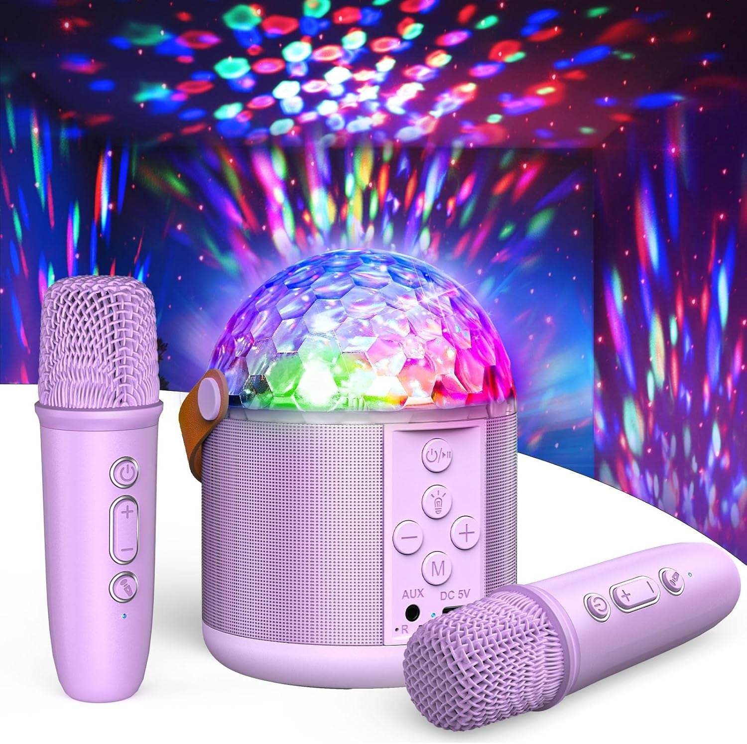 Girls Mini Karaoke Machine with 2 Mics LED Party Speaker Gift