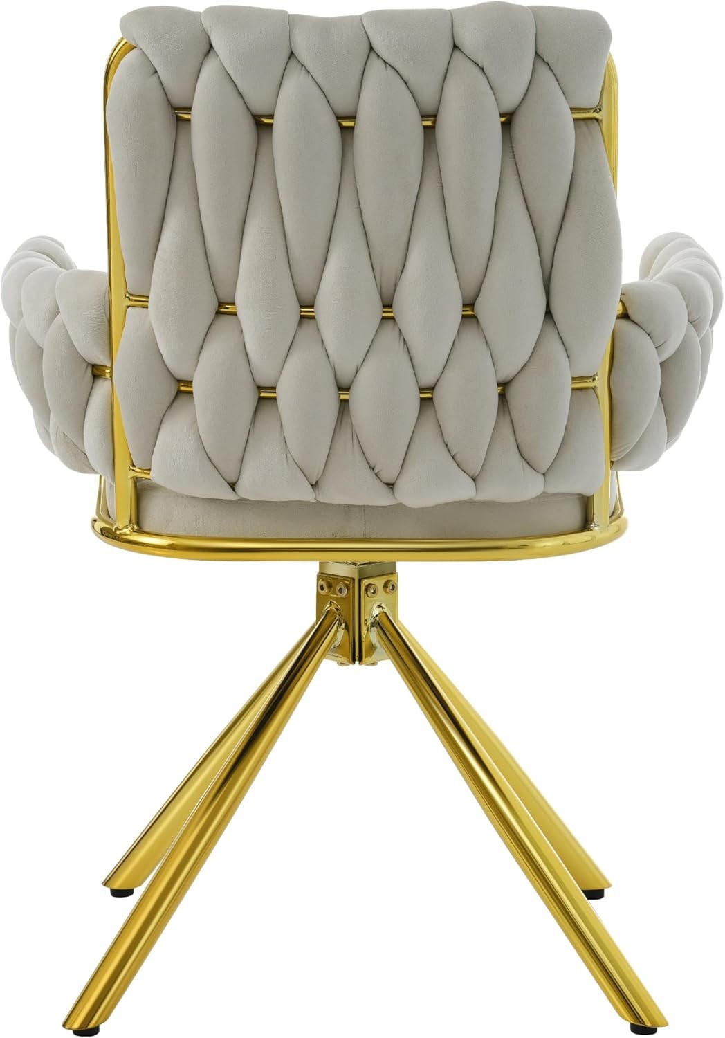 Swivel Dining Chair 360° Armchair Beige Upholstered Metal Legs