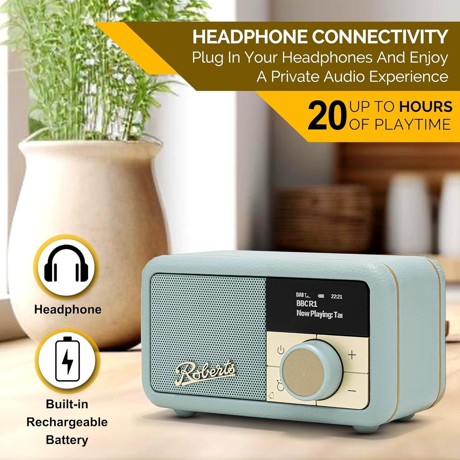 Portable FM DAB/DAB+ Digital Radio Bluetooth Speaker Duck Egg
