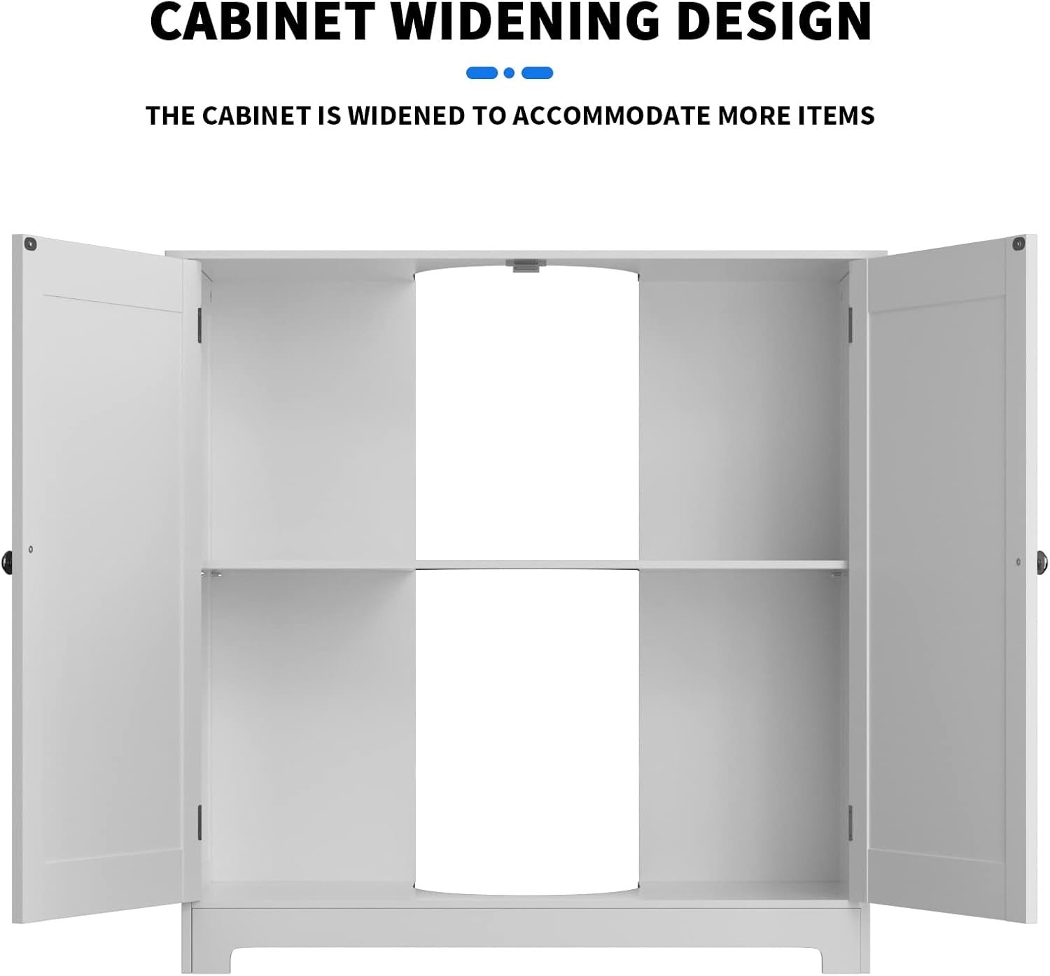White Under Sink Bathroom Cabinet 60x30x60cm Waterproof Storage Cupboard