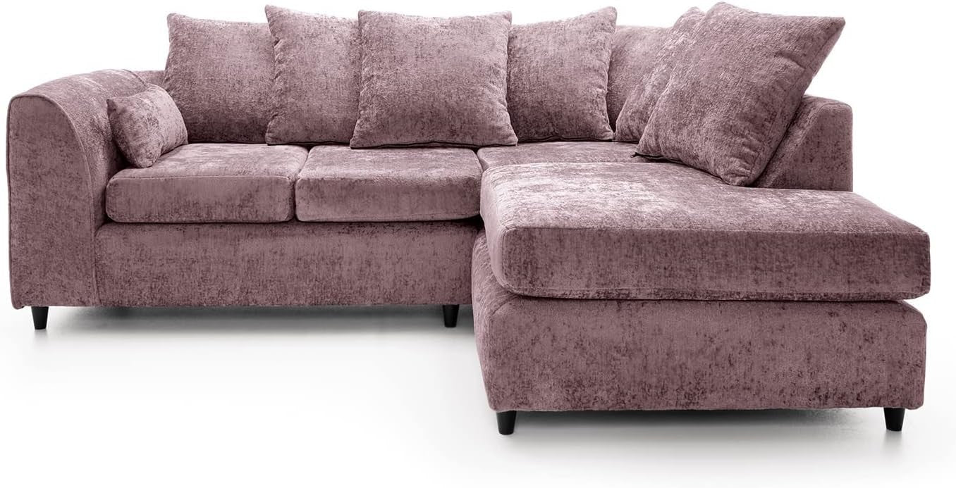 L-Shaped Pink Modular Chenille Sofa 5-Seater Corner Couch Modern Living Room
