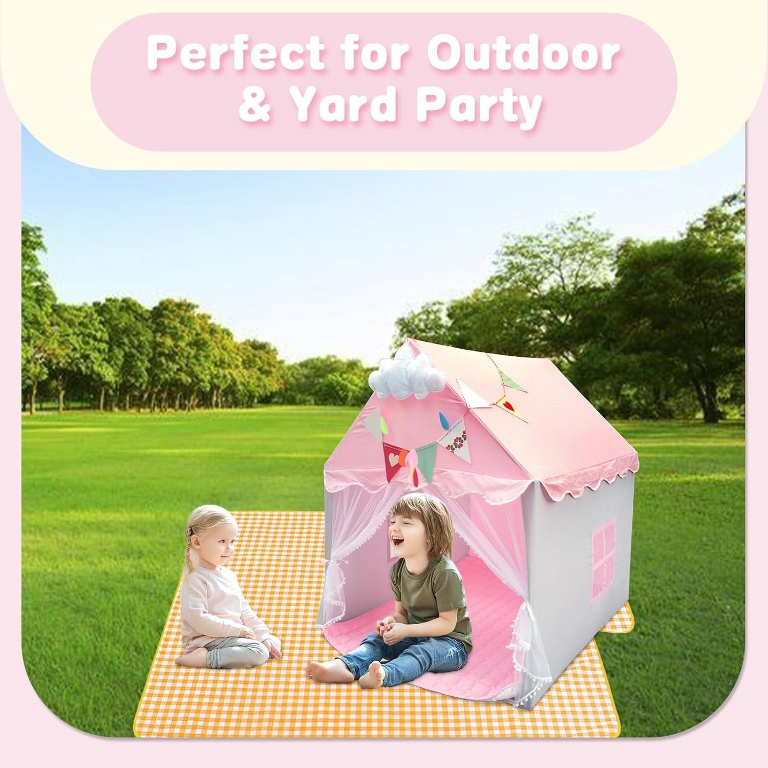 Pink Princess Kids Play Tent Wendy House Pop Up Indoor Castle