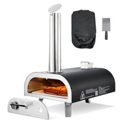 12" Outdoor Wood Fired Pizza Oven | Portable Pellet Grill w/ Stone, Shovel & Bag