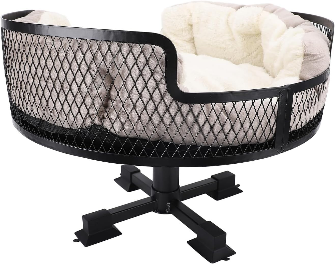 Stainless Steel Cat Desk Bed Elevated Pet Perch w/ Comfort Mat