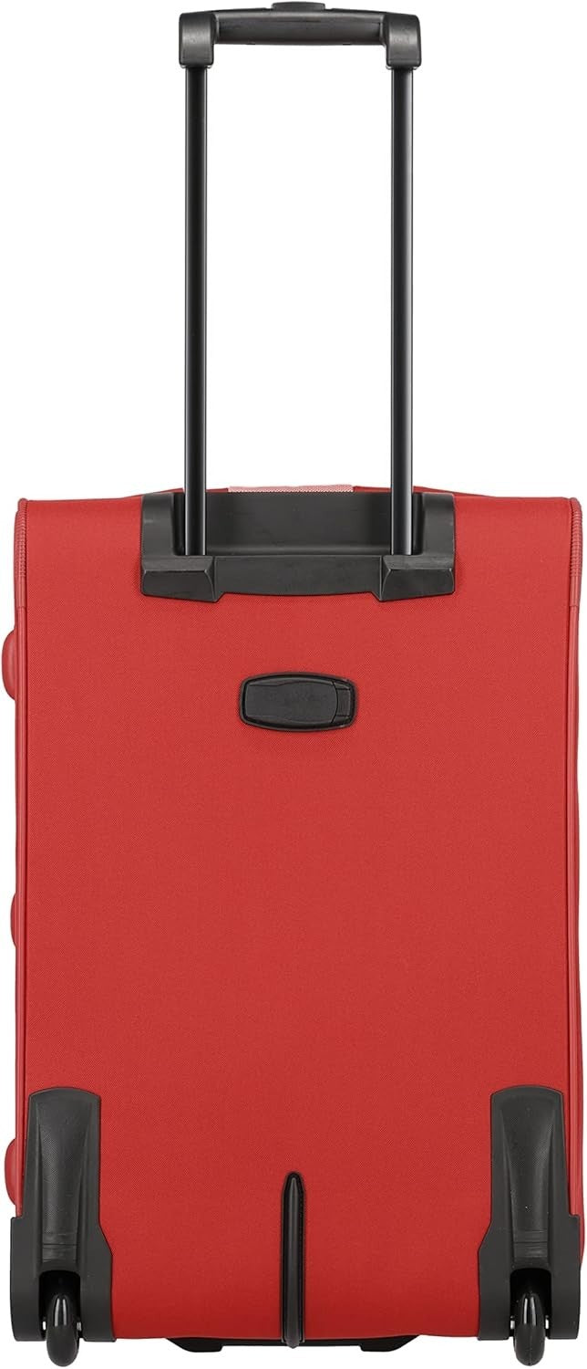Medium Soft Shell Travel Suitcase 2 Wheel Trolley 63cm 58L Red