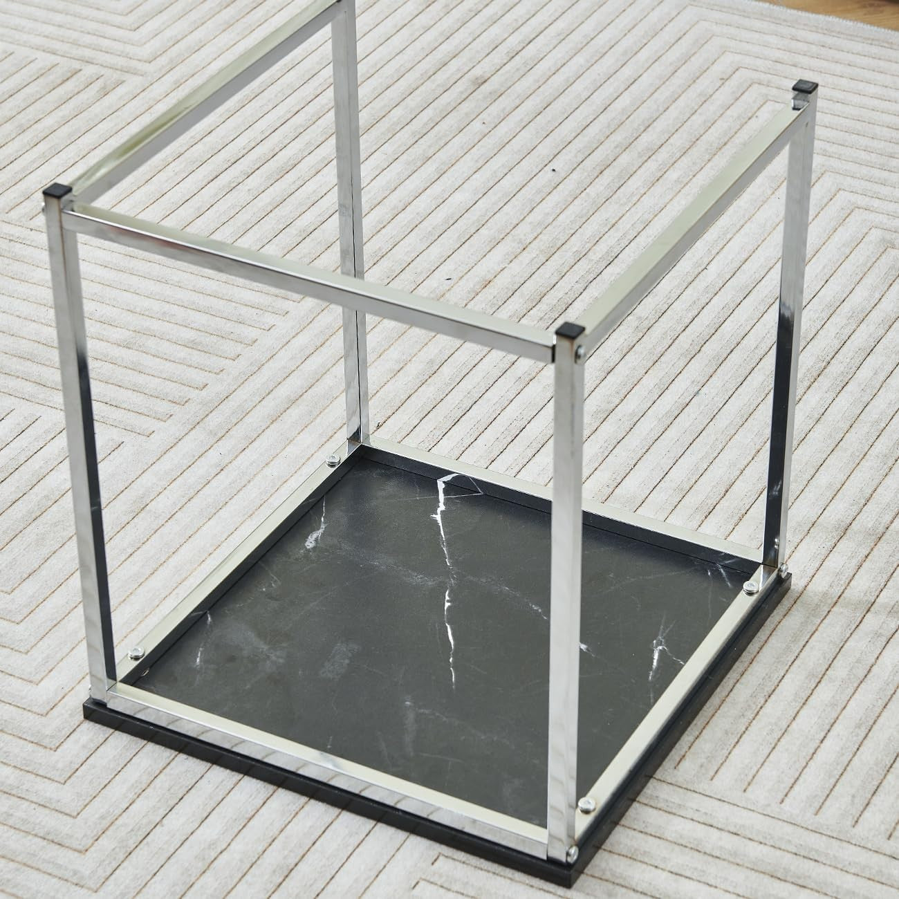Set of 3 Black Marble Nesting Coffee Side End Tables Space Saving Storage