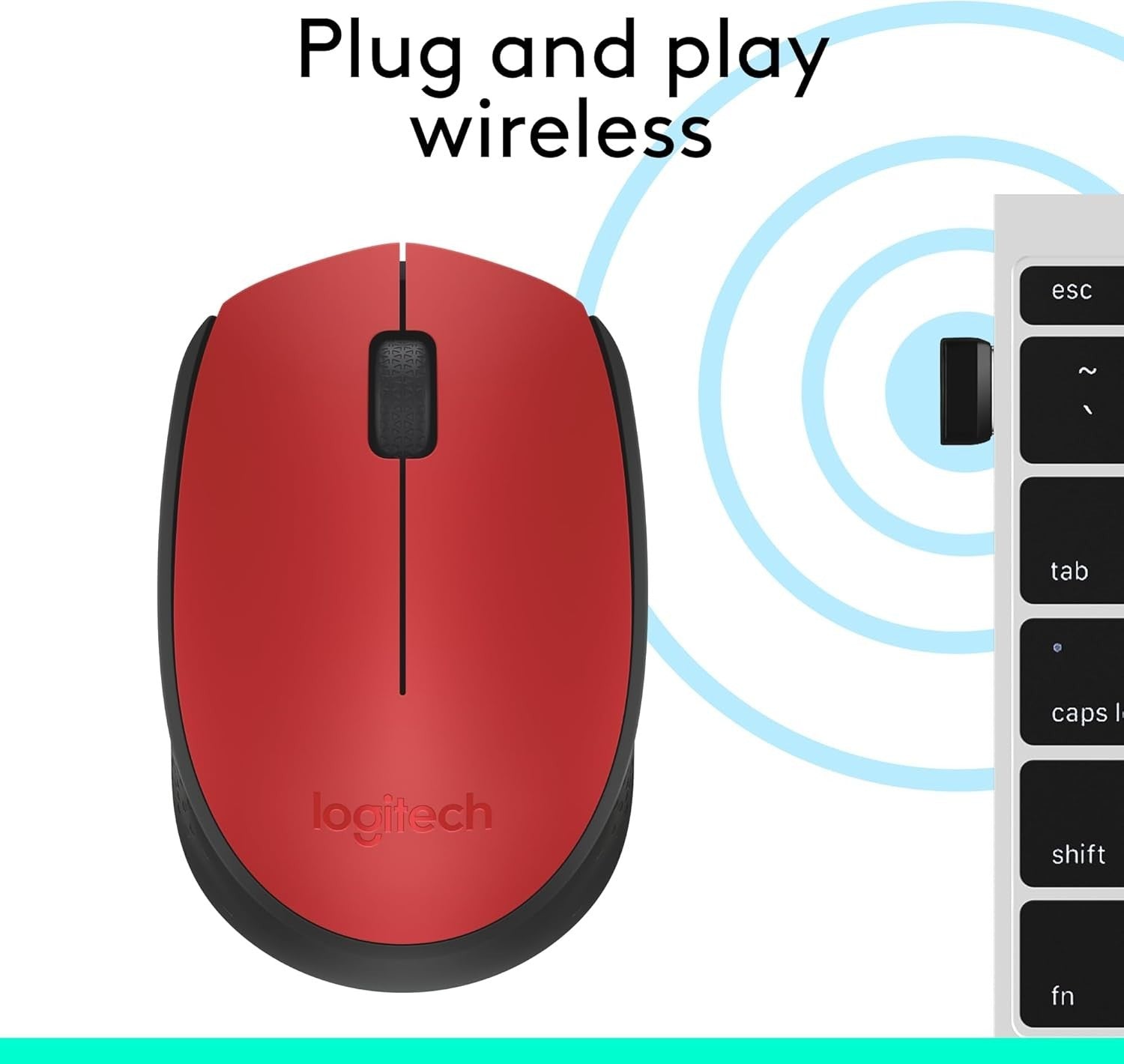 Wireless Mouse 2.4GHz USB Optical Laptop PC 12 Month Battery Red