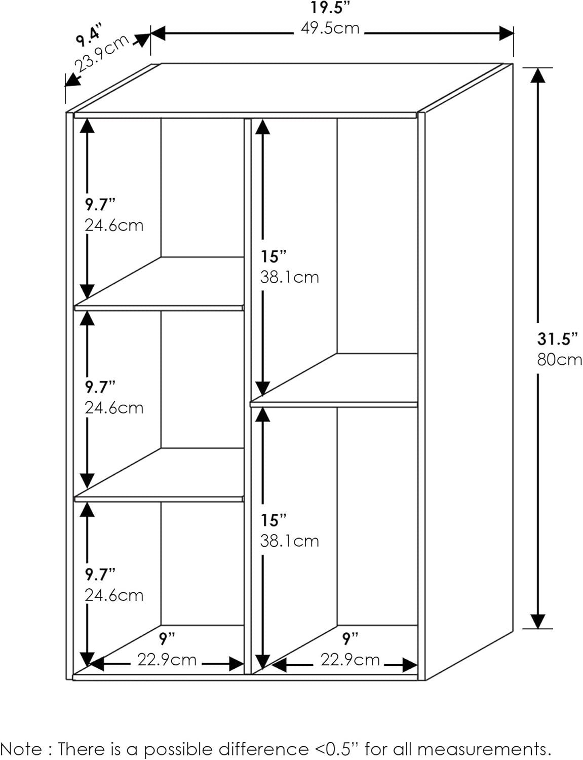 5 Cube No Tool Bookcase Storage Open Shelf Compact Design Organizer Black