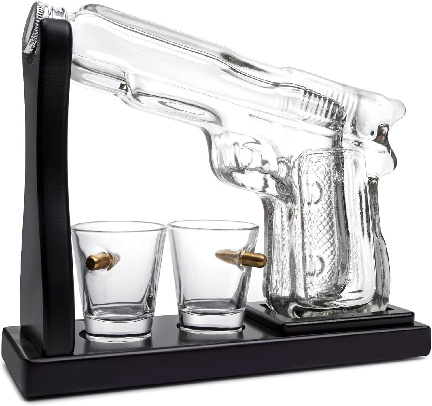Pistol Gun Whiskey Decanter Set Glass Bottle with Bullet Shot Glasses