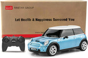Mini Cooper S 1:24 RC Car Blue, Remote Control Toy for Kids & Adults