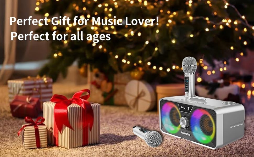 Karaoke Machine 2 UHF Wireless Mics Bluetooth PA LED