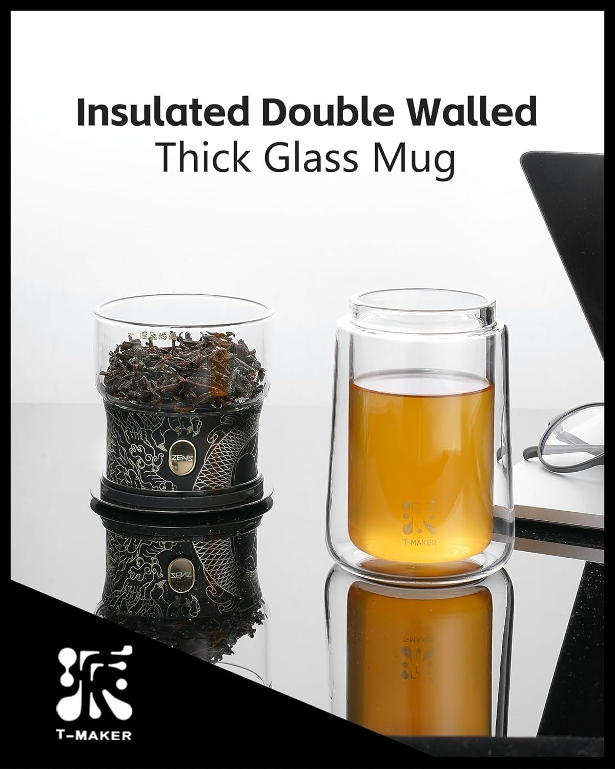 One Touch Tea Maker 270ml Glass Infuser Set with Cup & Carry Case