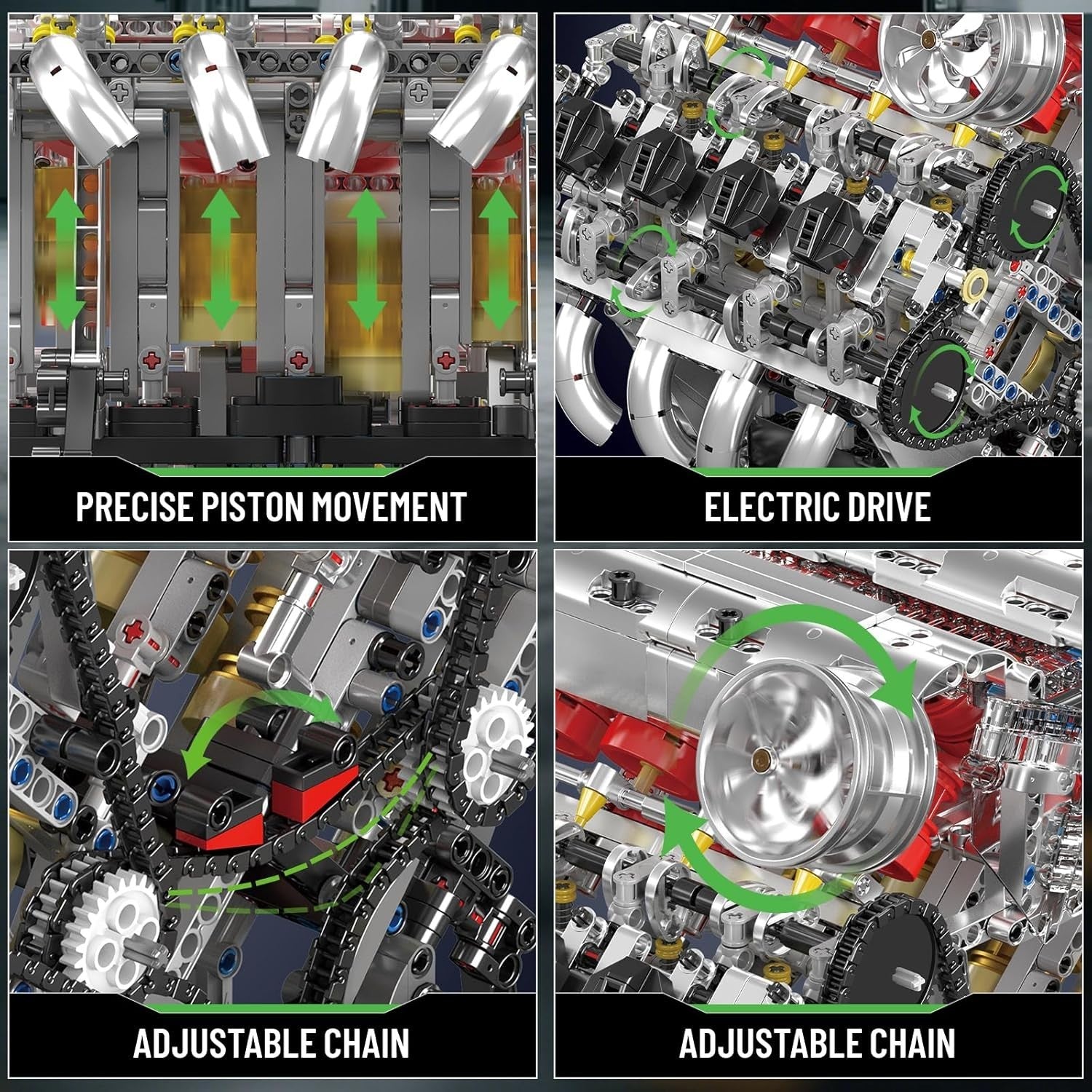 V8 Engine Model Kit Twin Turbo Motor Build Set with Battery STEM Toy