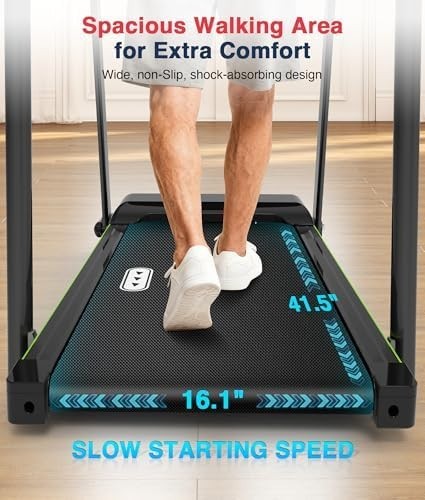 Foldable Home Walking Treadmill 300LBS Heavy Duty with Long Handrail & LCD