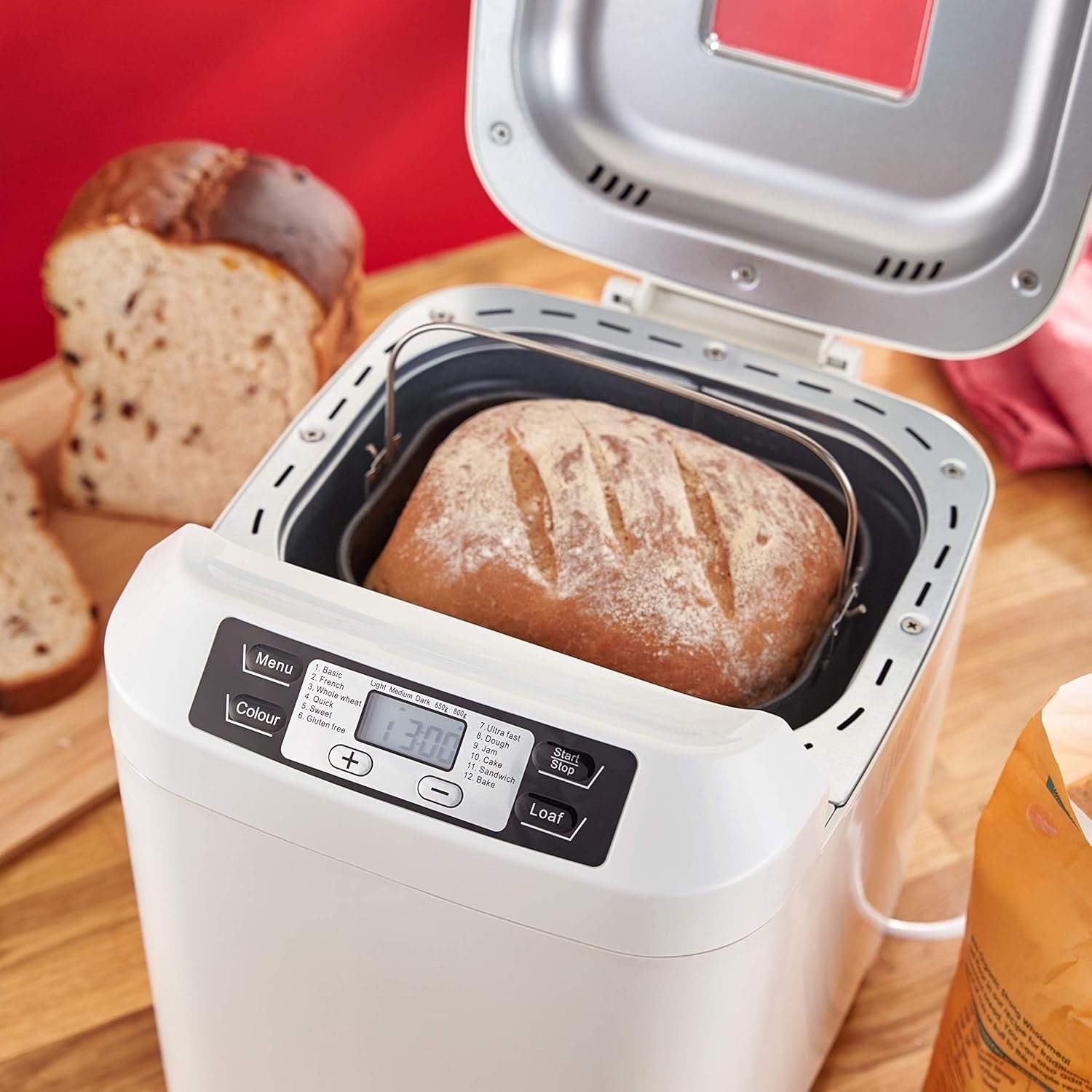 800g Digital Bread Maker 12 Programs Delay Timer Keep Warm White