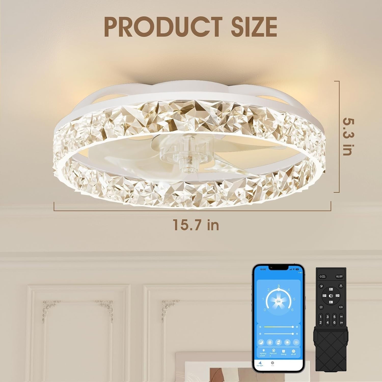 40CM LED Ceiling Fan Light with Remote & App Control