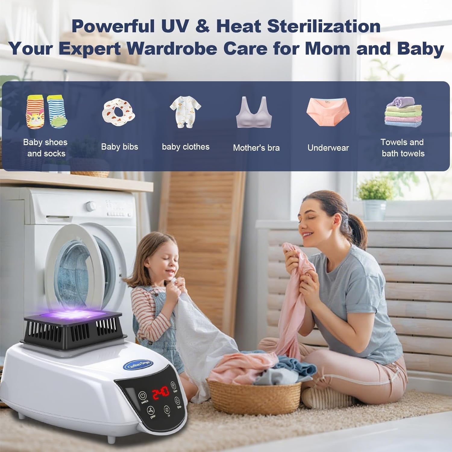 1500W Electric Clothes Dryer Cabinet Heated Airer 2 Tier Foldable Indoor