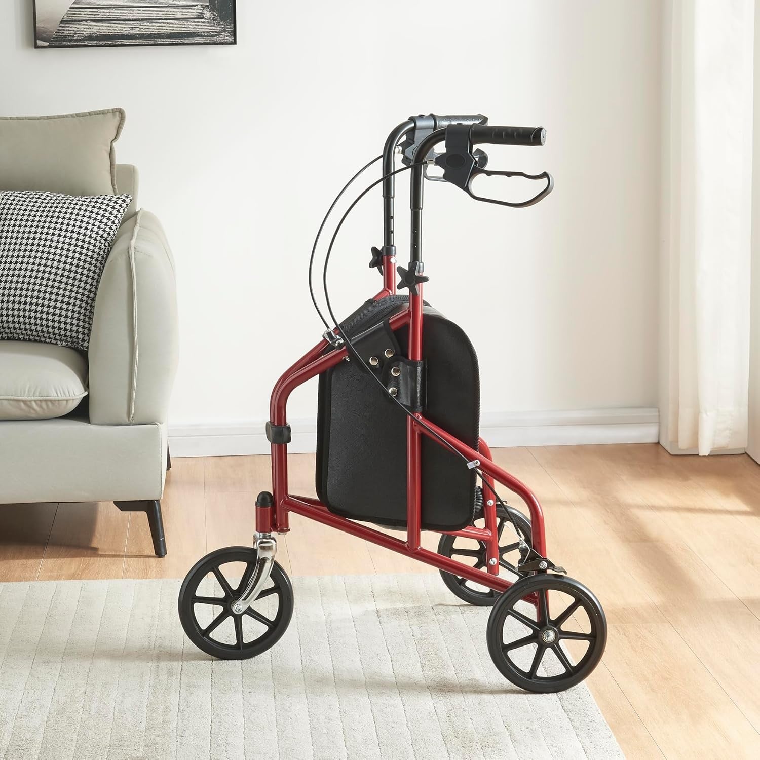 3 Wheel Lightweight Rollator Walker Folding Adjustable Brakes Mobility Aid