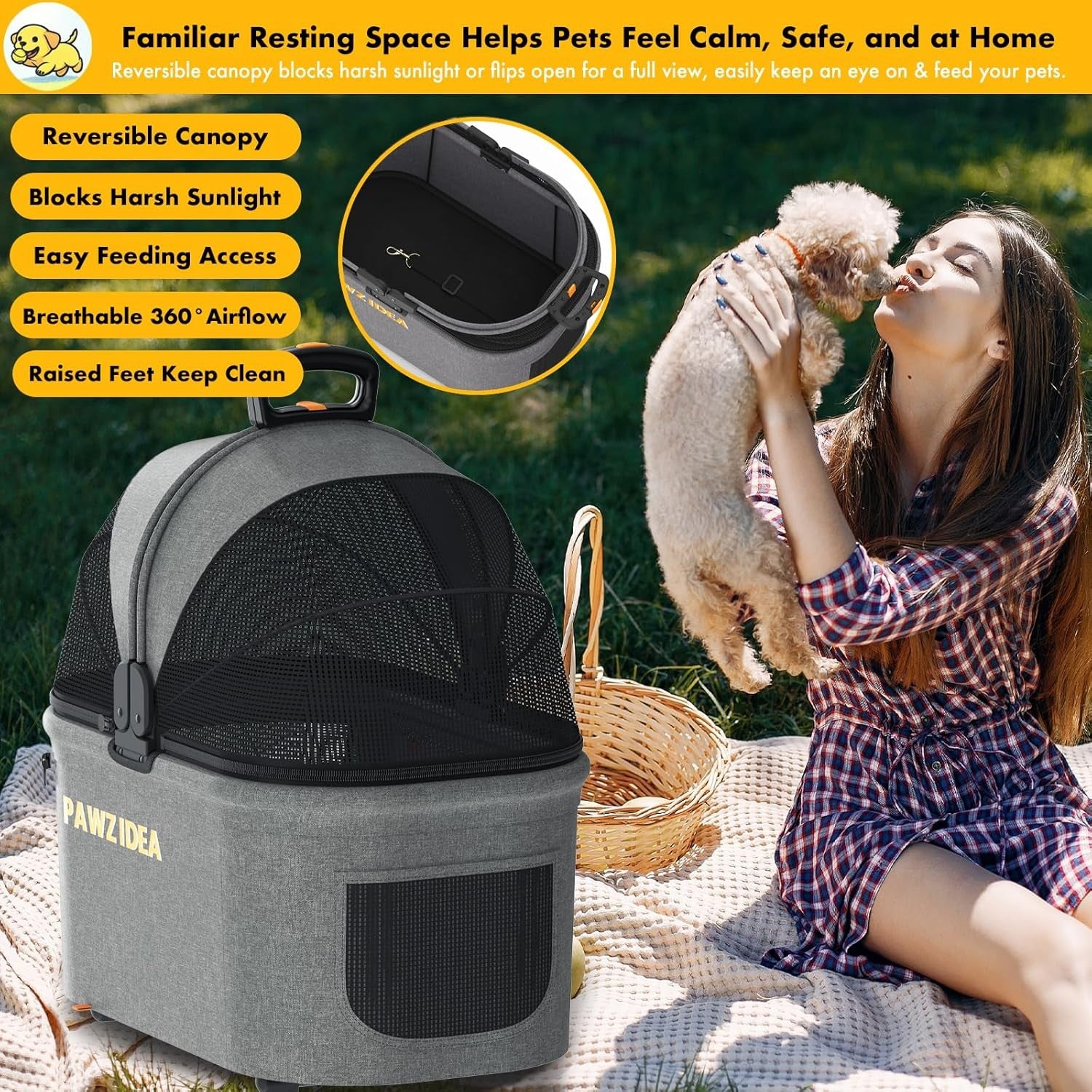 4 in 1 Pet Stroller Dog Cat Pushchair Detachable Carrier Jogger
