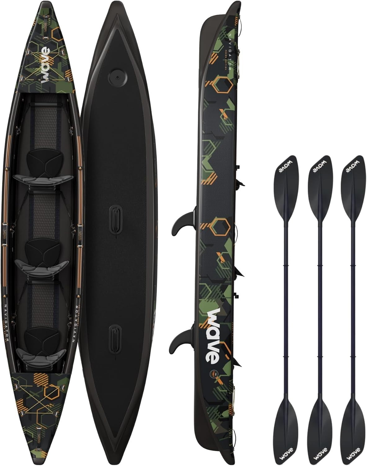 3 Person Inflatable Touring Kayak PVC Canoe Set w/ Pump Paddles