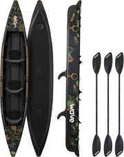 3 Person Inflatable Touring Kayak PVC Canoe Set w/ Pump Paddles