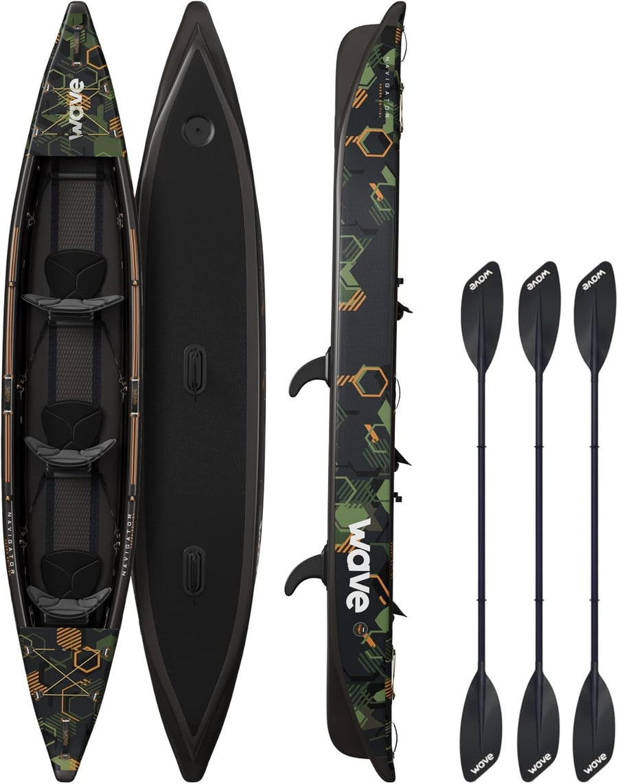 3 Person Inflatable Touring Kayak PVC Canoe Set w/ Pump Paddles
