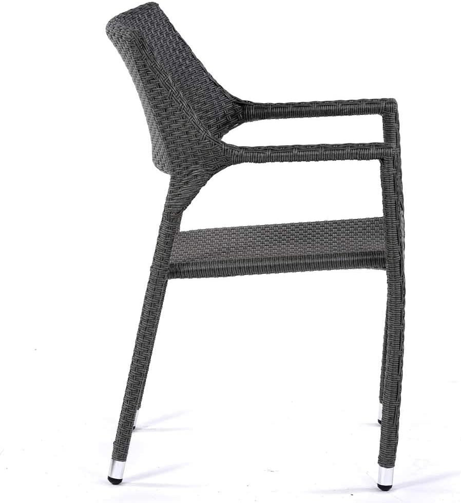 Rattan Garden Armchair With Cushion Stackable Patio Outdoor Dining Chair
