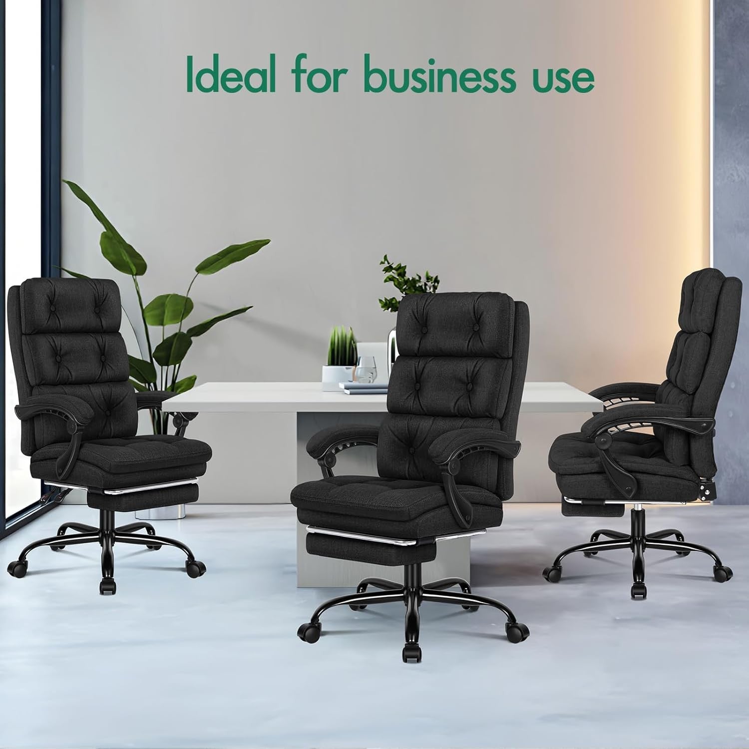 Executive Office Chair Recliner w/ Footrest 180kg Linen