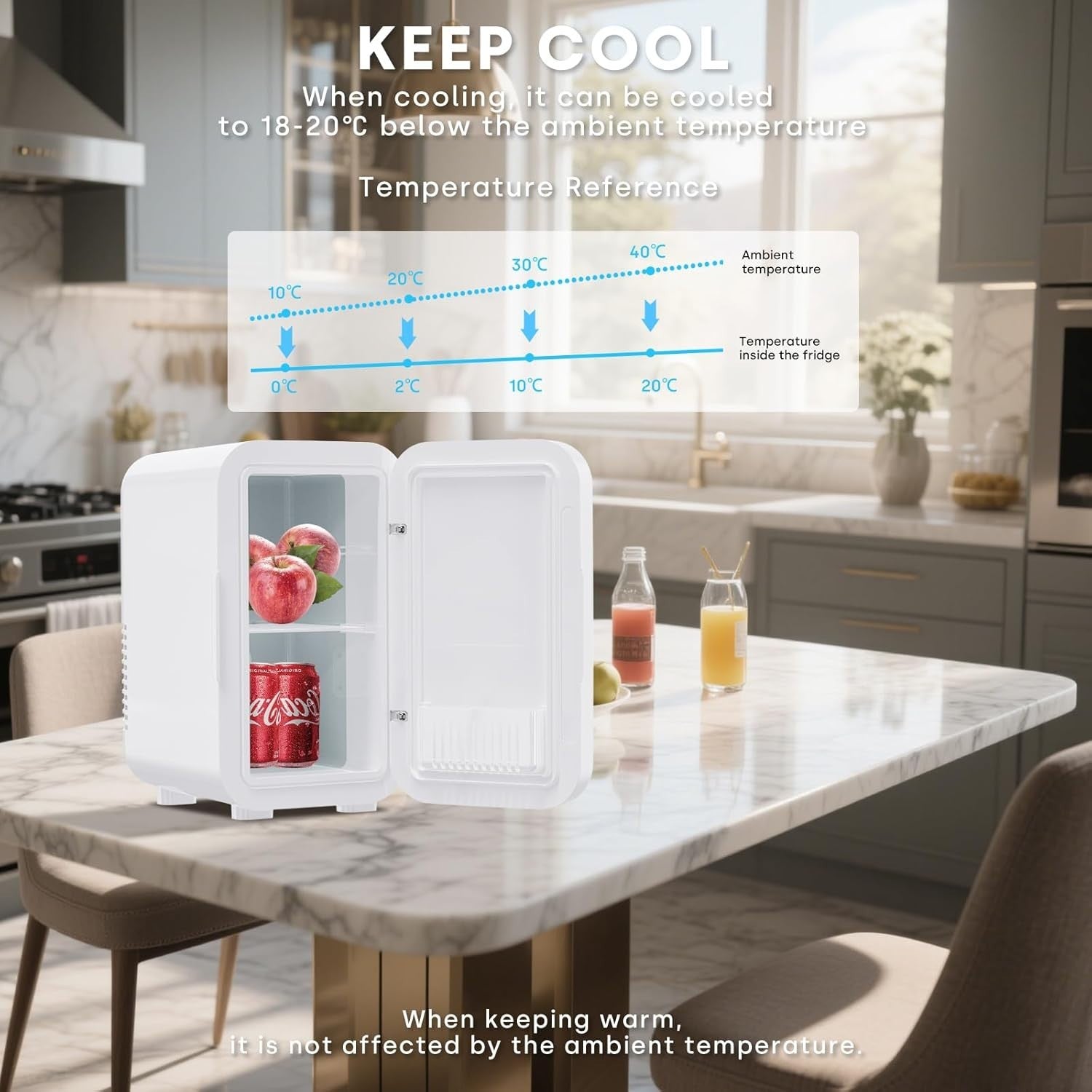 Portable 6L Mini Fridge Cooler & Warmer for Office Bedroom Car White