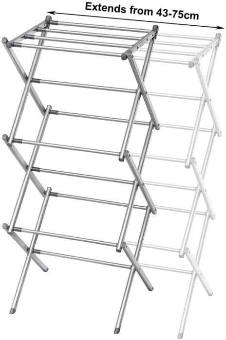 3 Tier Extendable Clothes Airer Heavy Duty Folding Drying Rack Indoor Outdoor