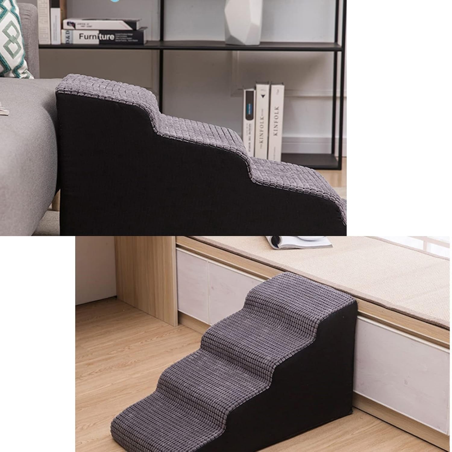 Yanman 2-Step Pet Stairs Small Medium Dogs Cats Sofa Bed Beige