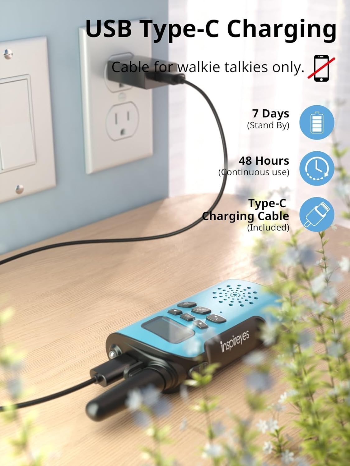 Kids Walkie Talkies Rechargeable 2 Pack Long Range VOX Flashlight Toy
