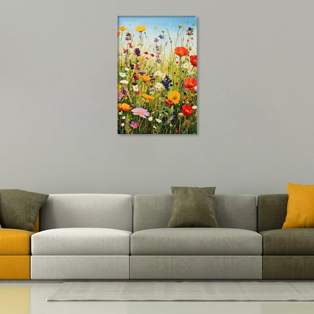 Wildflower Canvas Wall Art Floral Meadow Living Room Bedroom Decor 18x12